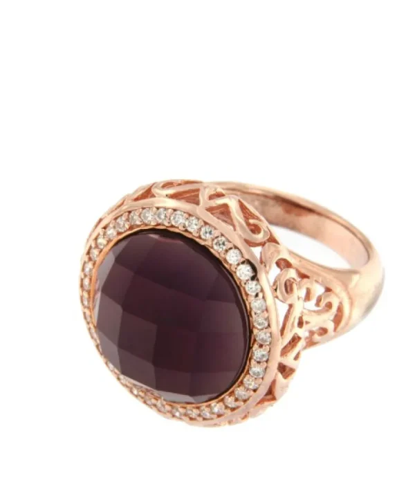 Roman Joyero Anillos<ACHILLES, anillo de plata rosada y amatista.