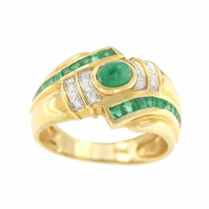 Roman Joyero Anillos<AFIK anillo oro amarillo de 18 kts brillantes y esmeraldas