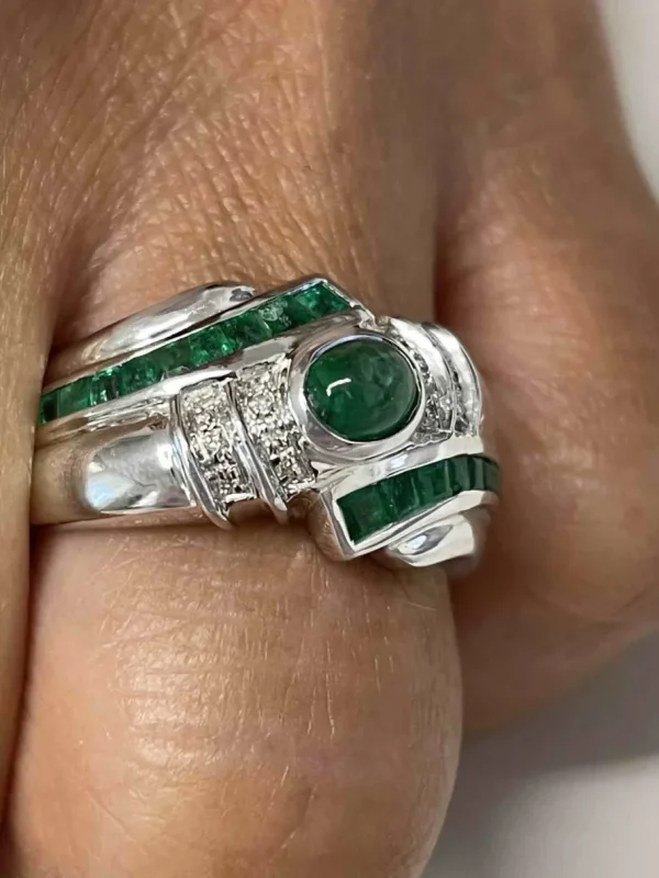 Roman Joyero Anillos<AFIK anillo oro amarillo de 18 kts brillantes y esmeraldas