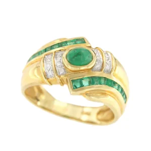 Roman Joyero Anillos<AFIK anillo oro amarillo de 18 kts brillantes y esmeraldas