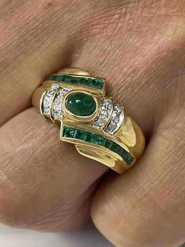 Roman Joyero Anillos<AFIK anillo oro amarillo de 18 kts brillantes y esmeraldas