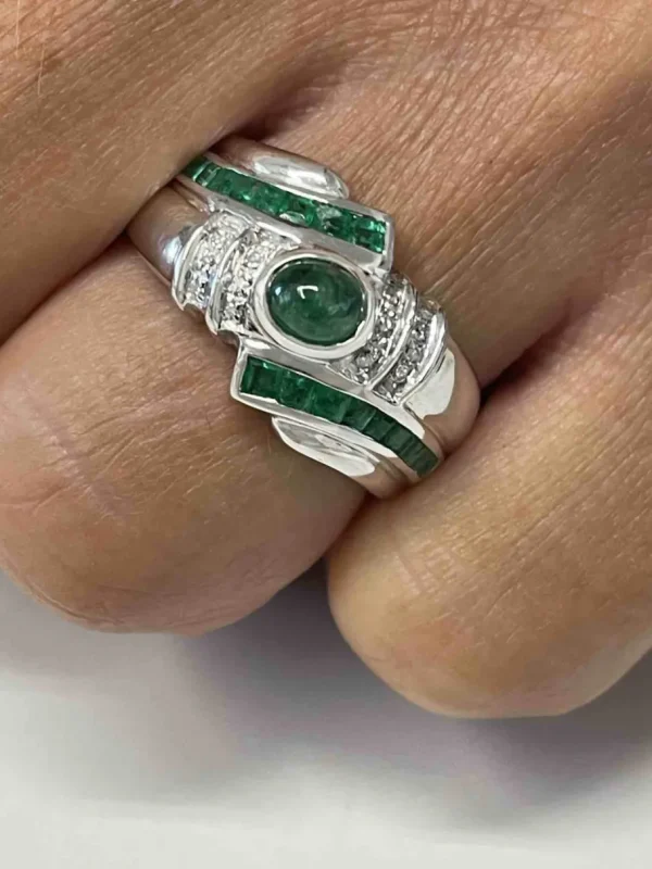 Roman Joyero Anillos<AFIK anillo oro amarillo de 18 kts brillantes y esmeraldas