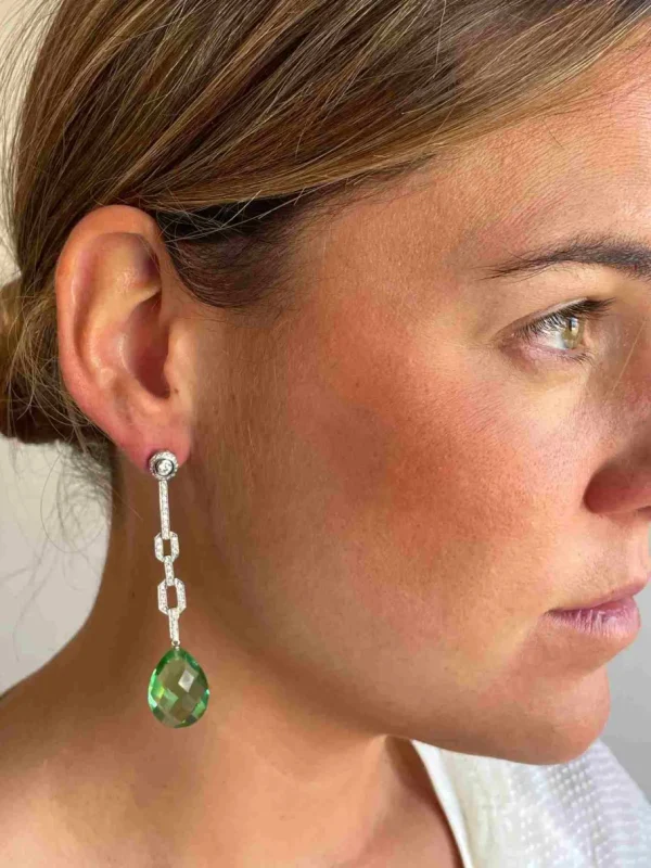 Roman Joyero Pendientes<Alargador de pendiente SAKURA en oro blanco 18 kts con brillantes