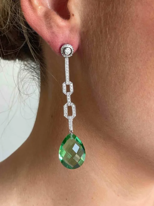 Roman Joyero Pendientes<Alargador de pendiente SAKURA en oro blanco 18 kts con brillantes