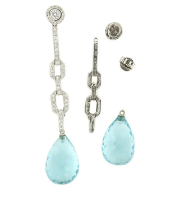 Roman Joyero Pendientes<Alargador de pendiente SAKURA en oro blanco 18 kts con brillantes