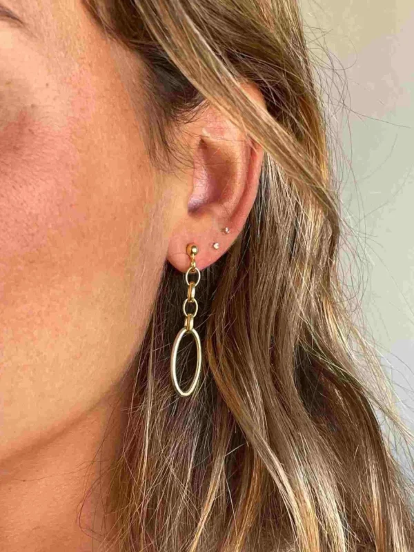 Roman Joyero Pendientes<ALBATROS pendientes largos eslabón cadenas plata bañado oro