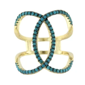 Roman Joyero Anillos<ALBINA, anillo de plata dorada con turquesas