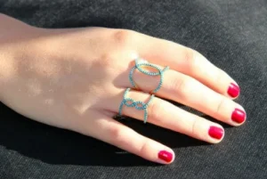 Roman Joyero Anillos<ALBINA, anillo de plata dorada con turquesas