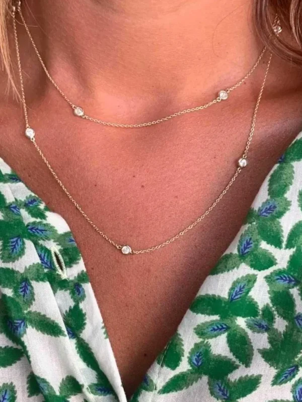 Roman Joyero Cadenas Y Gargantillas<ALEGRIA, cadena de plata dorada con circonitas