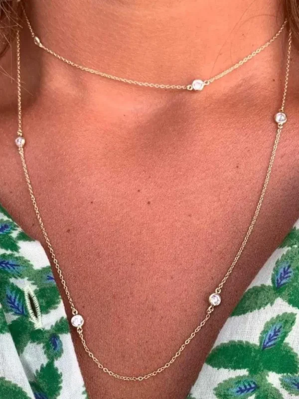 Roman Joyero Cadenas Y Gargantillas<ALEGRIA, cadena de plata dorada con circonitas