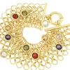 Roman Joyero Pulseras<ALEJANDRIA pulsera ancha plata 1ª ley bañada oro y piedras colores