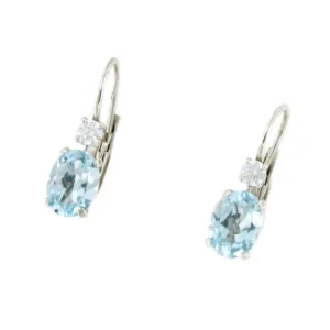 Roman Joyero Pendientes<ALLARIZ pendientes oro blanco 18 ktes aguamarina y circonita
