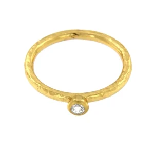 Roman Joyero Anillos<ALOCASIA, anillo de plata dorada con circonita.