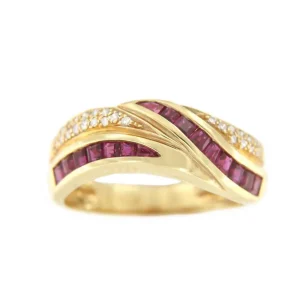 Roman Joyero Anillos<ALYA anillo oro amarillo de 18 kts brillantes y rubíes