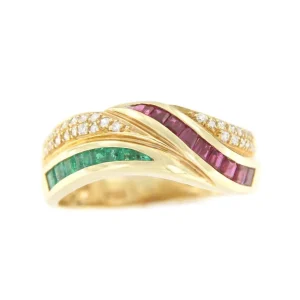 Roman Joyero Anillos<ALYA anillo oro amarillo de 18 kts brillantes y rubíes