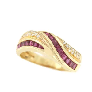 Roman Joyero Anillos<ALYA anillo oro amarillo de 18 kts brillantes y rubíes