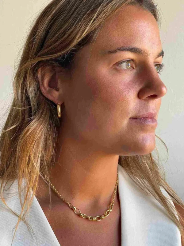 Roman Joyero Cadenas Y Gargantillas<AMALFI gargantilla plata 1ª ley bañada oro eslabones aretes