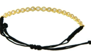 Roman Joyero Pulseras<AMARILLO, pulsera de macramé con plata dorada.