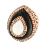 Roman Joyero Anillos<AMBROSINE, anillo de plata rosada con onyx y ágata blanca.