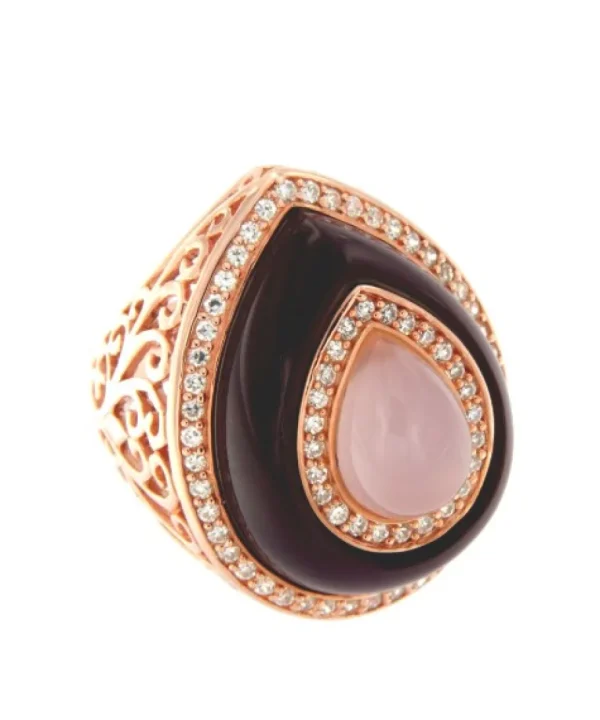 Roman Joyero Anillos<AMETHYST, anillo de plata rosada con amatista y cuarzo rosa.