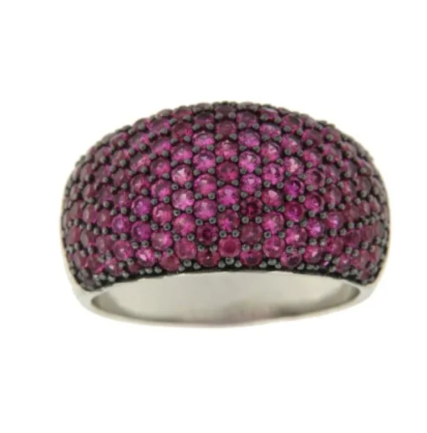 Roman Joyero Anillos<Anillo ancho de plata con circonitas rojas