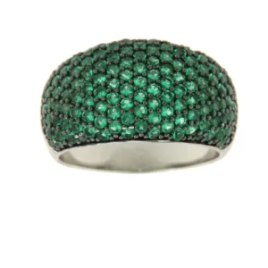 Roman Joyero Anillos<Anillo ancho de plata con circonitas verdes