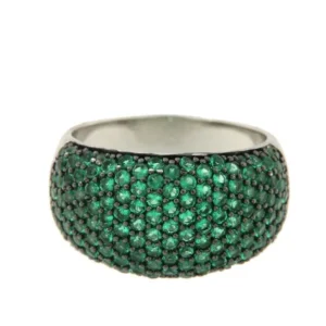 Roman Joyero Anillos<Anillo ancho de plata con circonitas verdes