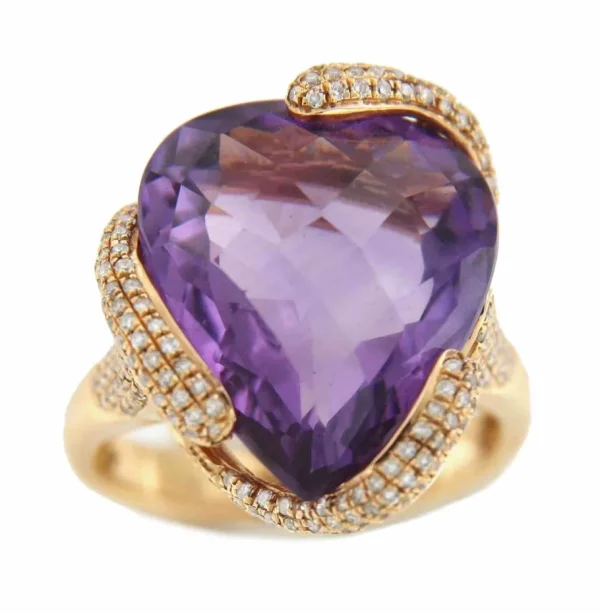 Roman Joyero Anillos<Anillo ancho FATMA en oro rosa con amatista y brillantes