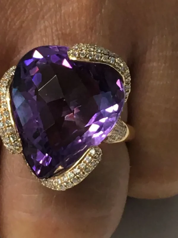 Roman Joyero Anillos<Anillo ancho FATMA en oro rosa con amatista y brillantes