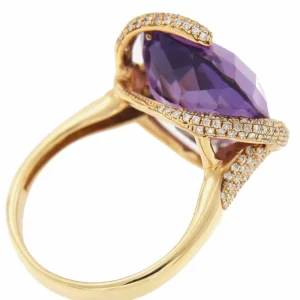 Roman Joyero Anillos<Anillo ancho FATMA en oro rosa con amatista y brillantes