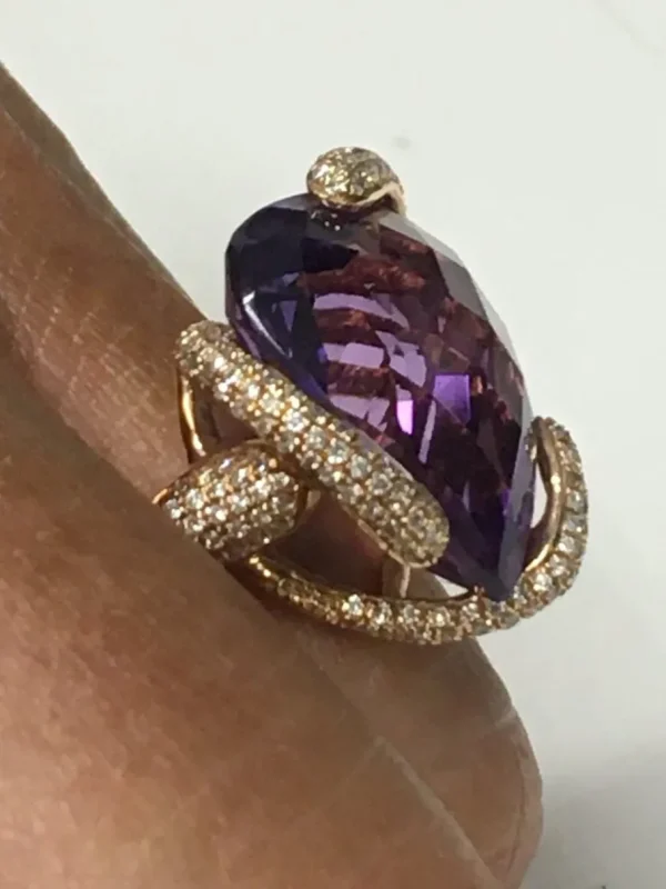 Roman Joyero Anillos<Anillo ancho FATMA en oro rosa con amatista y brillantes