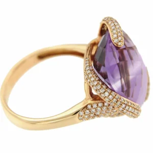 Roman Joyero Anillos<Anillo ancho FATMA en oro rosa con amatista y brillantes