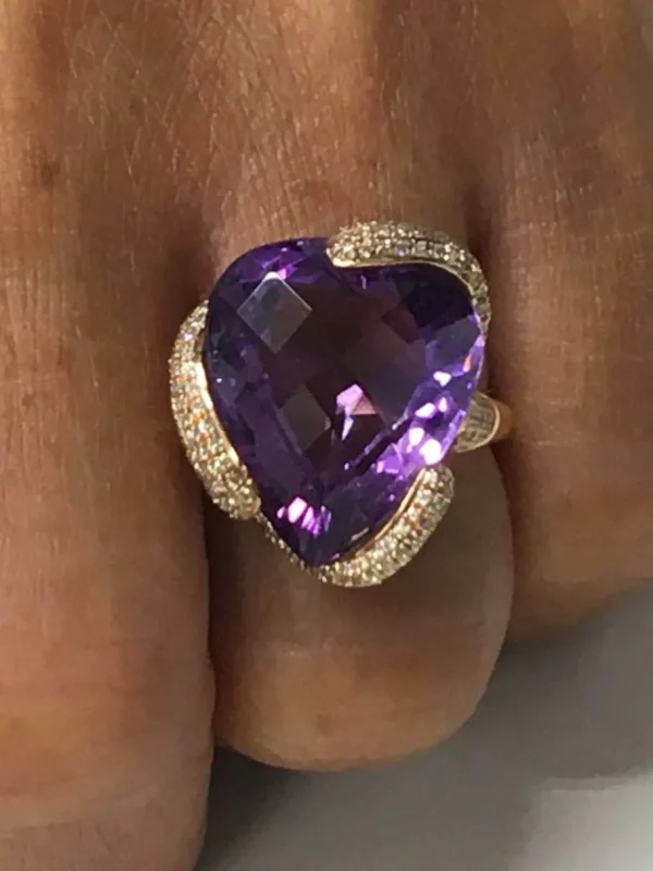 Roman Joyero Anillos<Anillo ancho FATMA en oro rosa con amatista y brillantes