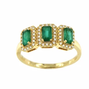 Roman Joyero Anillos<Anillo ANGER en oro 18 ktes 3 centros de esmeralda o zafiro con brillantes