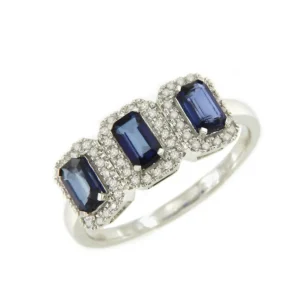 Roman Joyero Anillos<Anillo ANGER en oro 18 ktes 3 centros de esmeralda o zafiro con brillantes