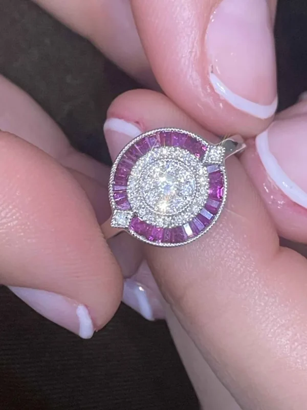 Roman Joyero Anillos<Anillo ANIS oro blanco 18 ktes brillantes y taypes de rubies