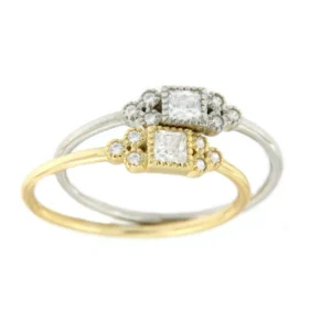 Roman Joyero Anillos<Anillo art deco plata chapado o rodiado con circonita princesa