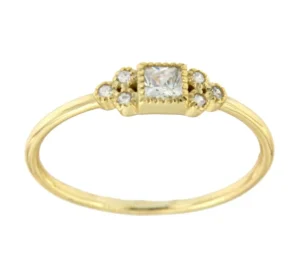 Roman Joyero Anillos<Anillo art deco plata chapado o rodiado con circonita princesa