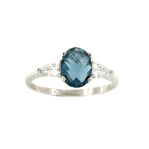 Roman Joyero Anillos<Anillo ATLANTIS en oro blanco de 18 kilates con circonitas y London Blue