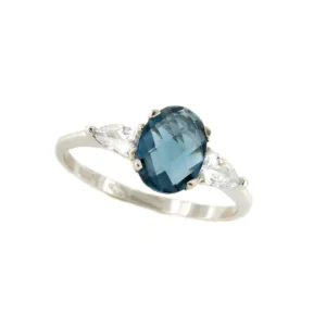 Roman Joyero Anillos<Anillo ATLANTIS en oro blanco de 18 kilates con circonitas y London Blue