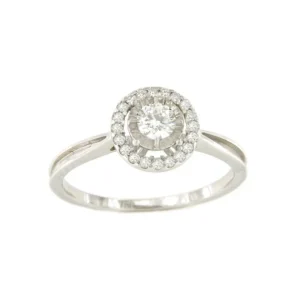 Roman Joyero Anillos<Anillo BASTIA solitario con orla de brillante en oro blanco 18 ktes