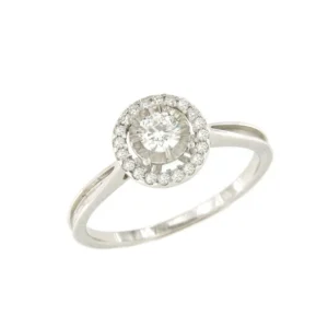 Roman Joyero Anillos<Anillo BASTIA solitario con orla de brillante en oro blanco 18 ktes