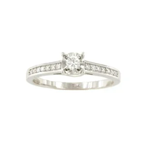 Roman Joyero Anillos<Anillo BAYONNE solitario con brazo en brillante en oro blanco 18 ktes.