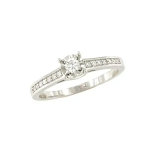 Roman Joyero Anillos<Anillo BAYONNE solitario con brazo en brillante en oro blanco 18 ktes.