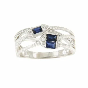 Roman Joyero Anillos<Anillo BERBER oro blanco de 18 kts brillantes y zafiros baguettes