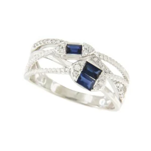 Roman Joyero Anillos<Anillo BERBER oro blanco de 18 kts brillantes y zafiros baguettes