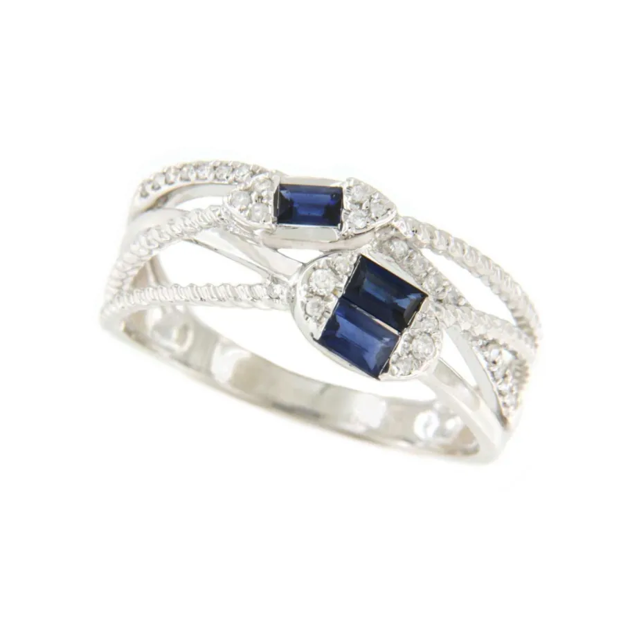 anillo_berber_oro_blanco__1.webp Roman Joyero Anillos<Anillo BERBER oro blanco de 18 kts brillantes y zafiros baguettes