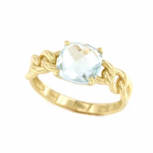 Roman Joyero Anillos<Anillo BREZO amatista o topacio azul en oro amarillo de 18 kilates