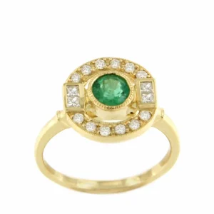Roman Joyero Anillos<Anillo CAMPANILLA en oro blanco o amarillo de 18 ktes esmeralda y zafiro