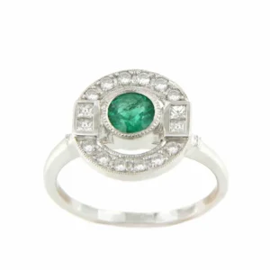 Roman Joyero Anillos<Anillo CAMPANILLA en oro blanco o amarillo de 18 ktes esmeralda y zafiro